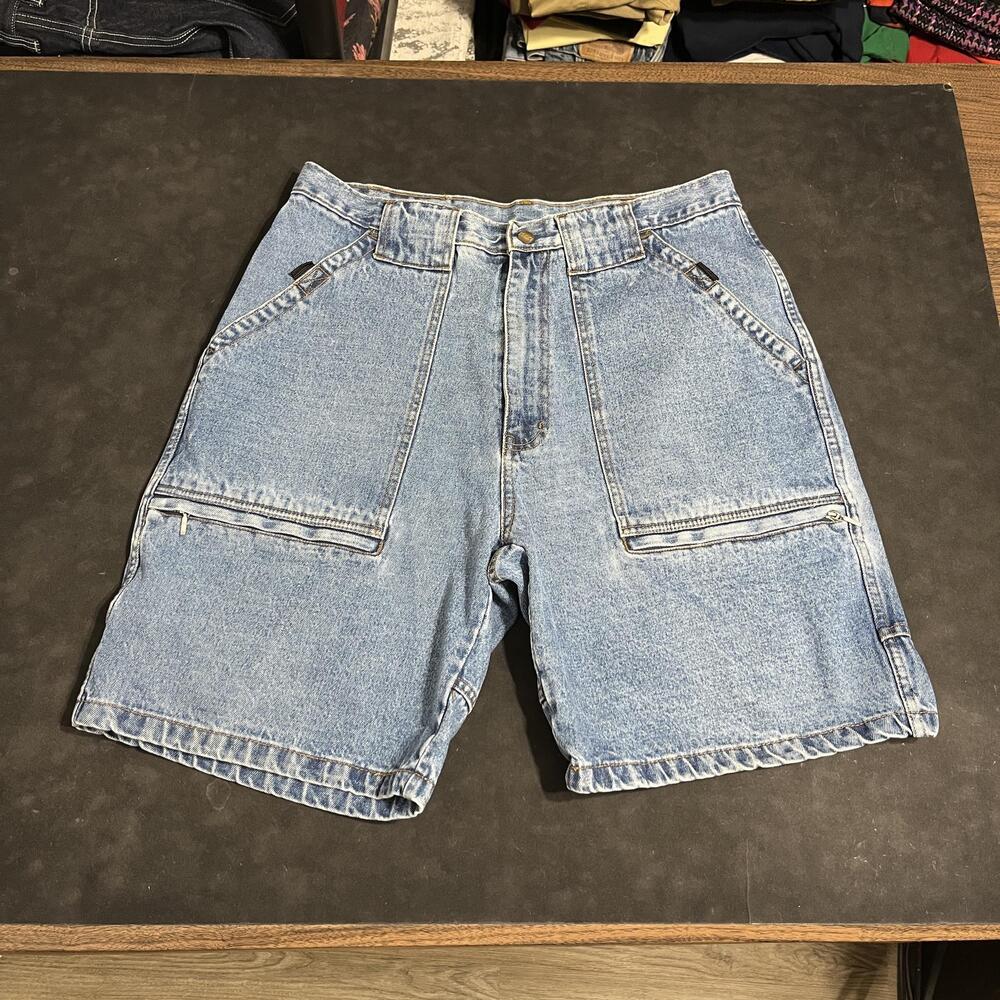 Vintage MAC Gear Cargo Shorts 36 JNCO Denim Utility KIK Tripp NYC Pockets 90s